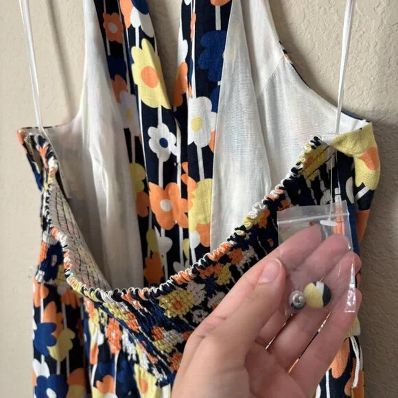 Modcloth NEW 1X Linen Blend Floral Print Halter Jumpsuit - Picture 11 of 16